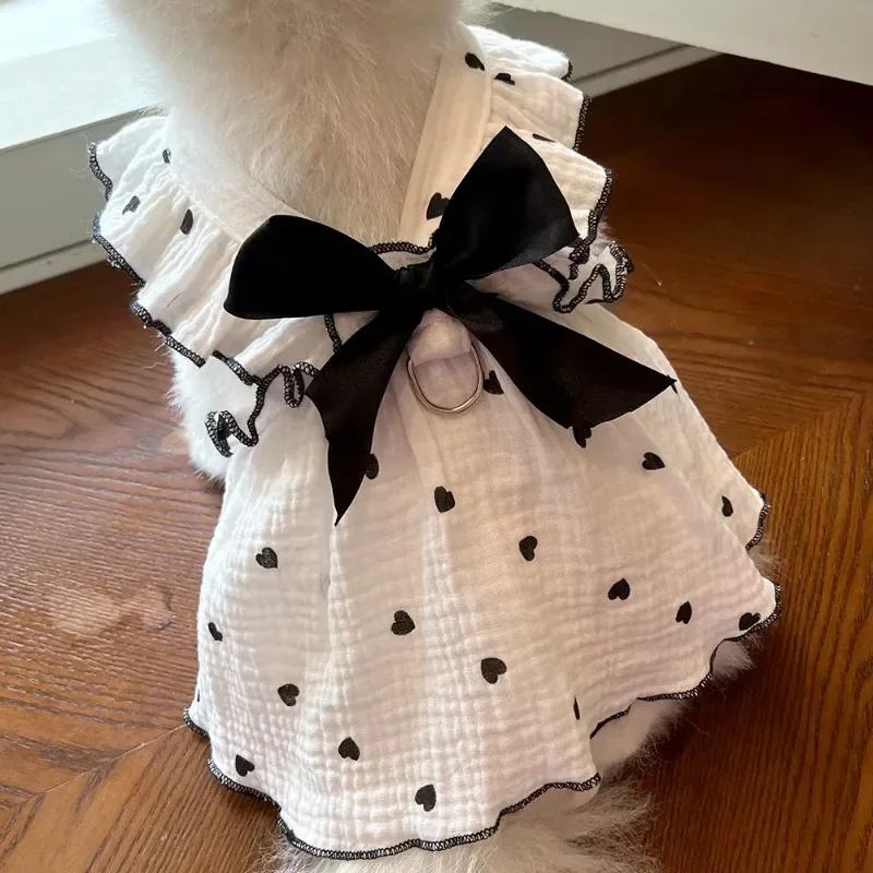 Vestido para Cães e Gatos de Algodão com Estampa de Coração - Imagem 2
