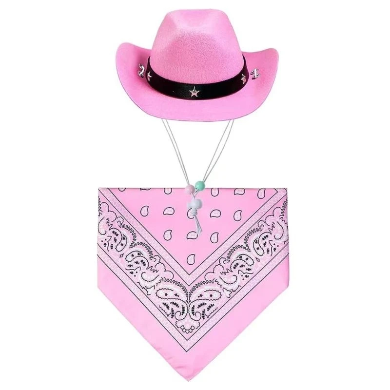 Fantasia Chapéu Cowboy para Cães e Gatos com Bandana de Poliéster - Imagem 2
