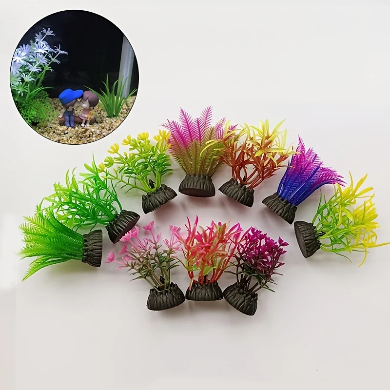 Plantas Artificiais para Aquário 10 Pçs de Plástico Macio e Base de 2 cm - Imagem 4
