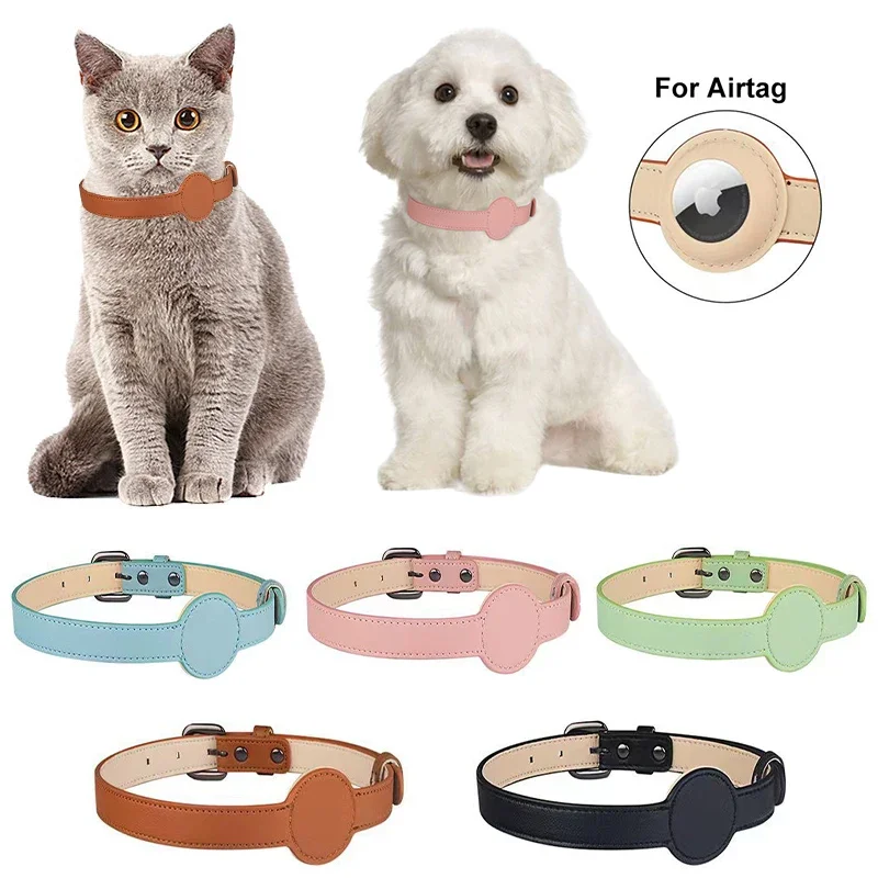Coleira para Cães e Gatos com Suporte AirTag Ajustável em Couro Sintético - Imagem 5