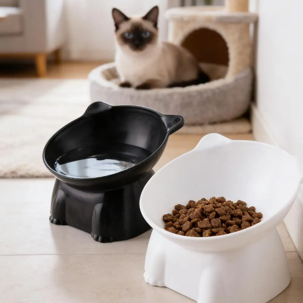 tigela para gato com borda inclinada