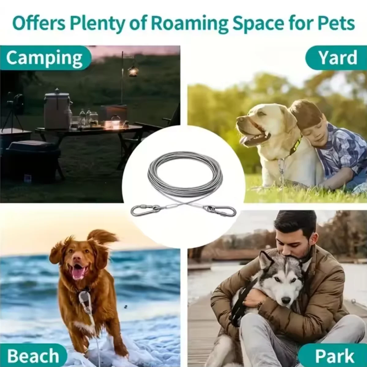 Trela de Aço para Cães com Fivela de Metal para Treinamento - Imagem 4