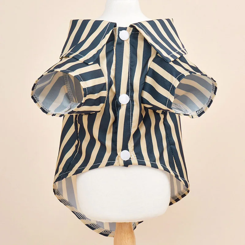 Roupa de Verão para Cães Pequenos e Gatos de Algodão Listrada - Image 2