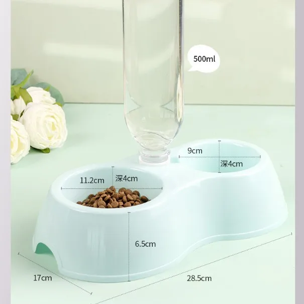 Tigela Dupla para Pets com Bebedouro Integrado Azul - Imagem 3