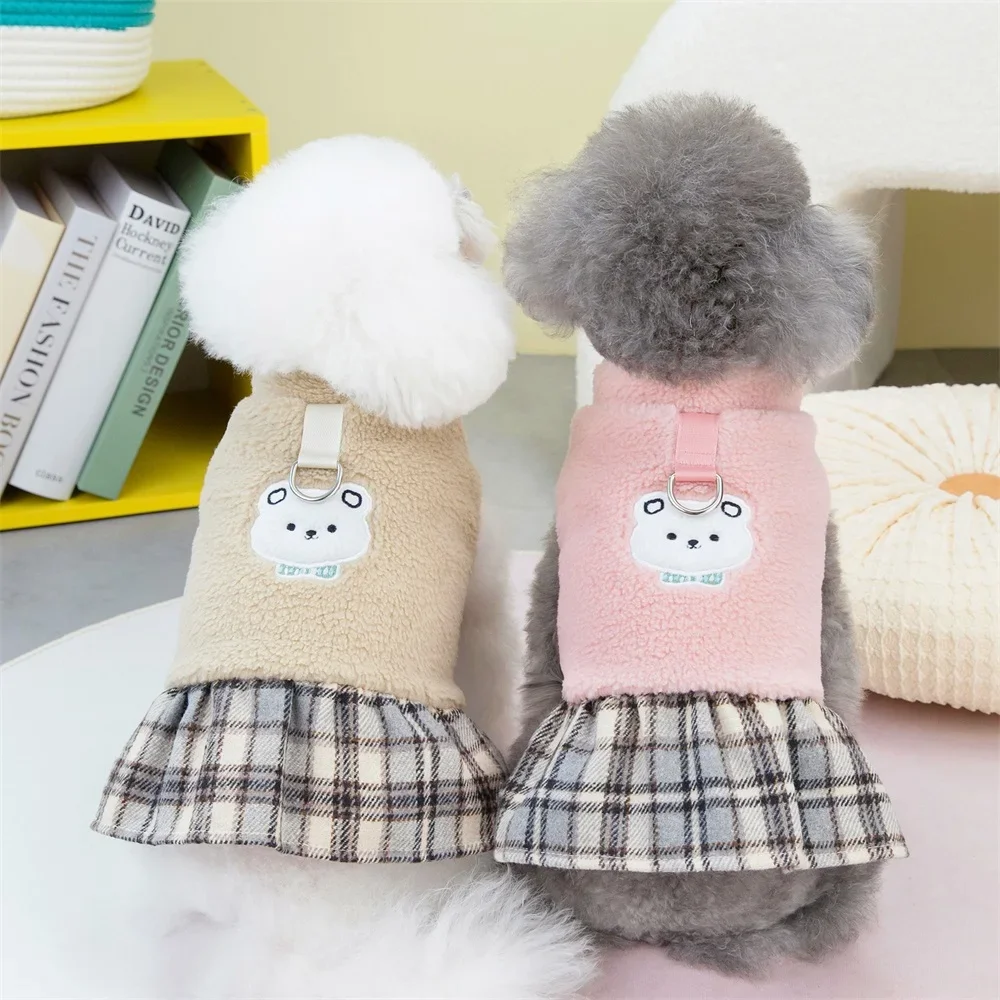 Vestido Xadrez Princesa para Cães Pequenos de Outono Inverno - Imagem 6