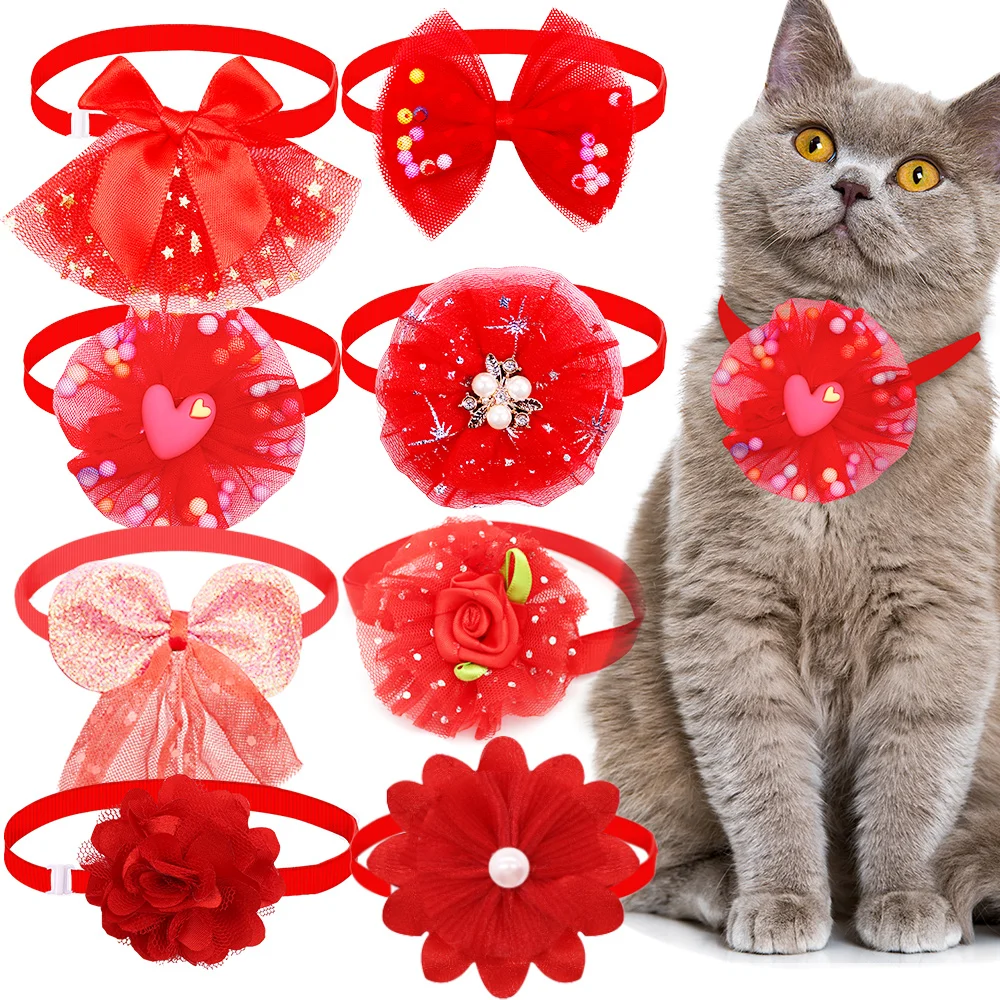 Gravatas Borboleta para Cães e Gatos Pequenos Coloridas 10 Peças Ajustáveis - Imagem 4