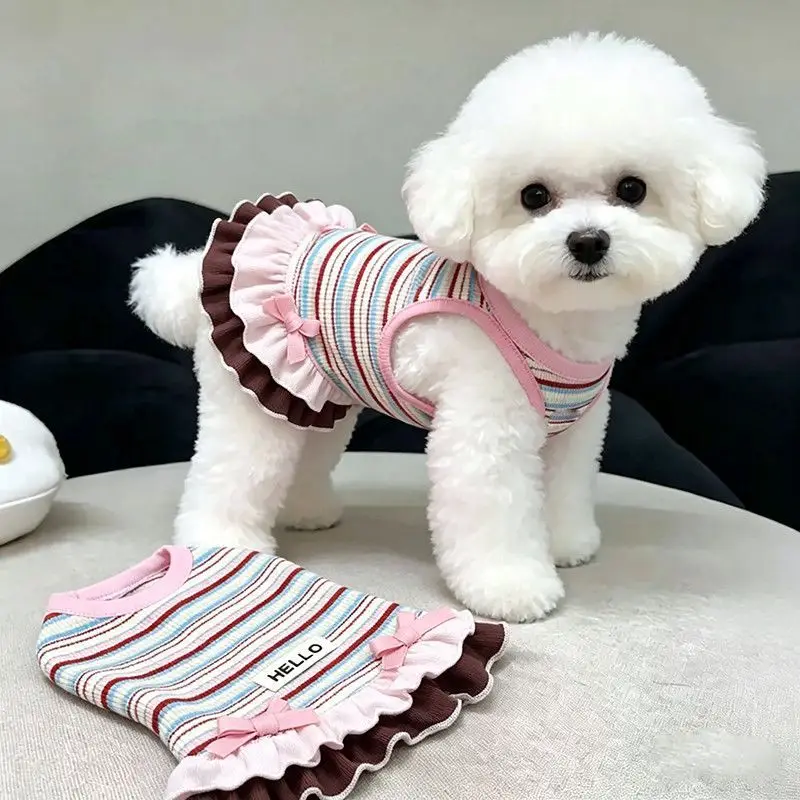 vestido listrado para cães e gatos