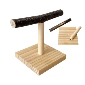 poleiro t para pássaros de madeira