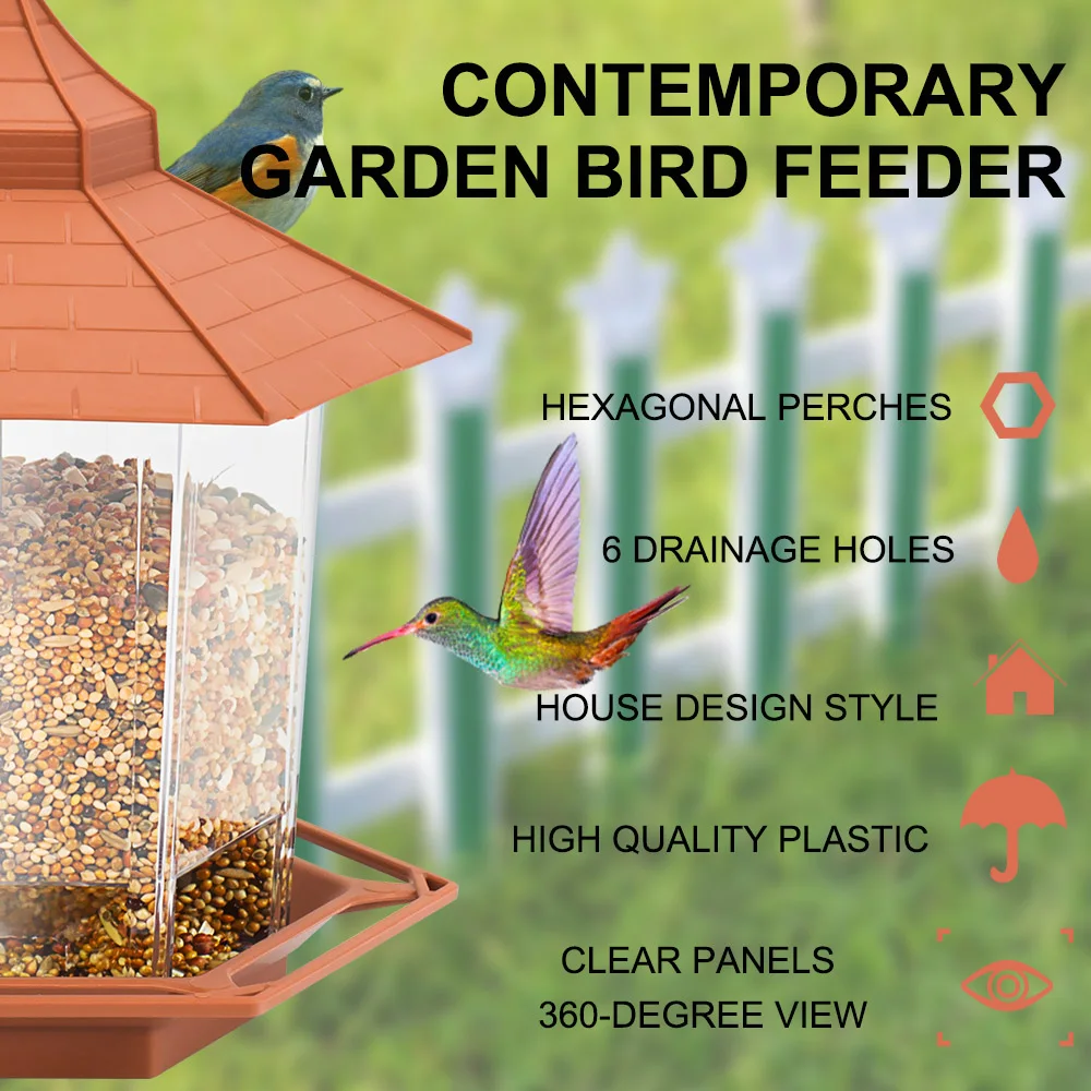 Alimentador de Pássaros Gazebo para Jardim com Ganchos de Pendurar - Imagem 2