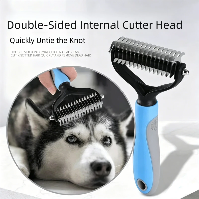 Escova para Cães e Gatos de Aço Inoxidável Dupla Face Remove Nós - Imagem 4