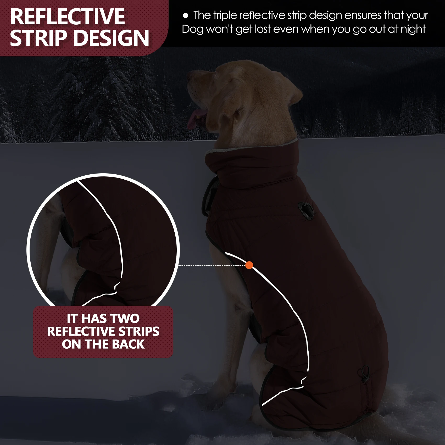 Casaco para Cães Impermeável Refletivo com Gola Alta Ajustável - Imagem 5