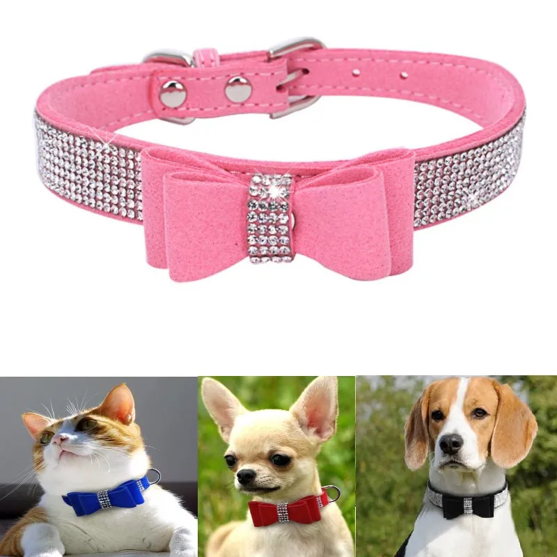 coleira de veludo para cães com strass
