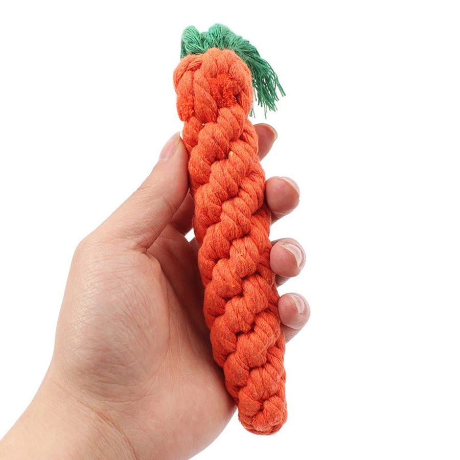 Brinquedo de Corda para Cães Pequenos Cenoura de Algodão 24 cm - Imagem 2