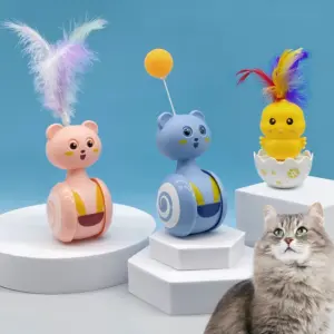 brinquedo para gatos com pena rotativa