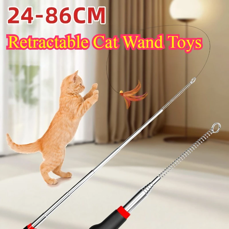 Brinquedo Varinha para Gatos Retrátil 24-86 cm com Cabo Antiderrapante - Imagem 2