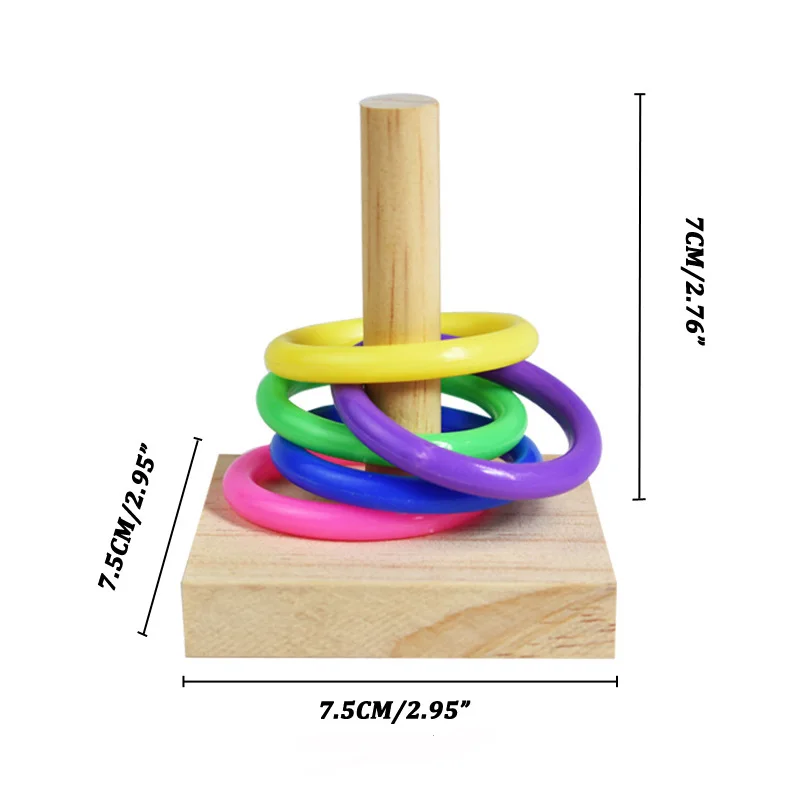 Brinquedo Educativo para Pássaros, Blocos e Anéis de Plástico Coloridos - Imagem 2