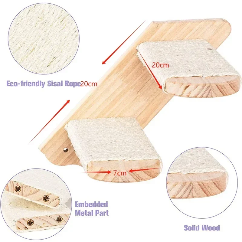 Prateleira de Escalada para Gatos de Parede com Corda de Sisal Reversível - Imagem 3