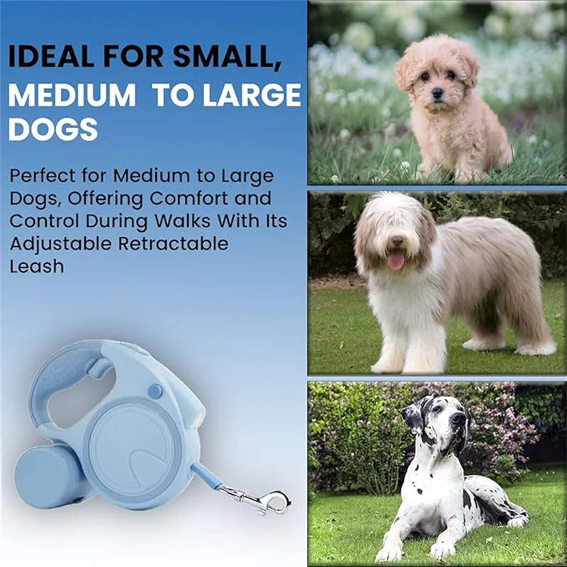 Coleira Retrátil para Cães com Lanterna e Dispenser - Imagem 5