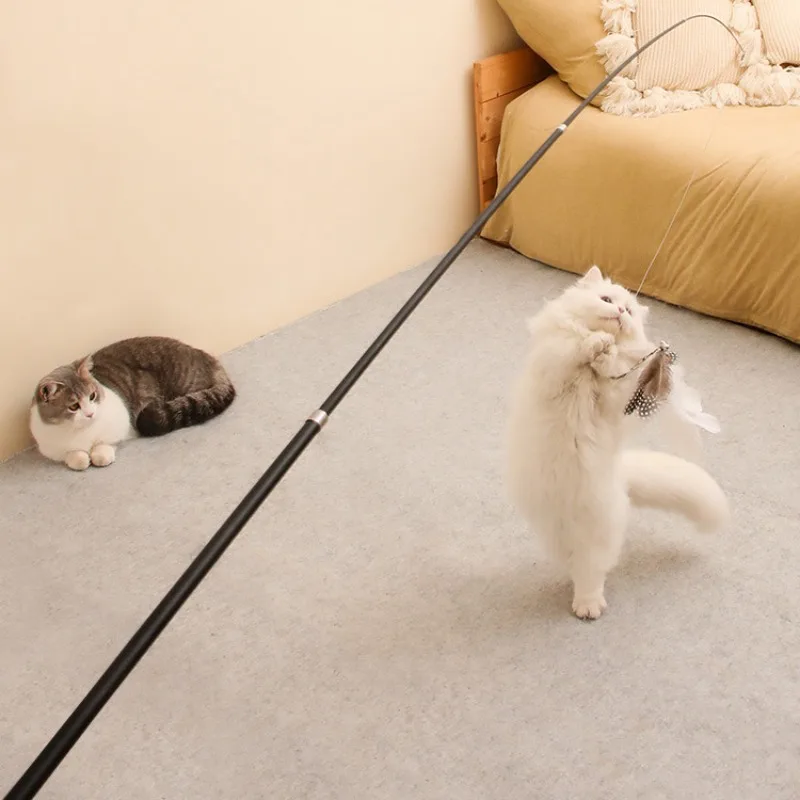 varinha telescópica para gatos com pena