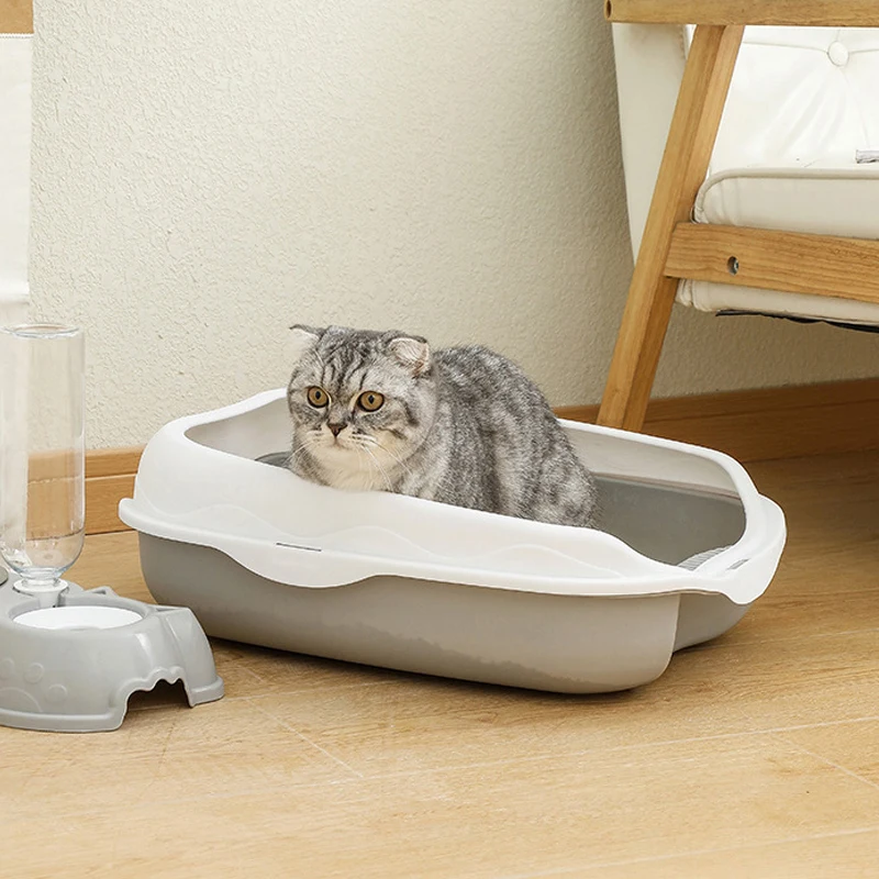 Caixa de Areia Semi-Fechada para Gatos Grandes 42x29x12cm com Pedal Antirrespingo - Imagem 3