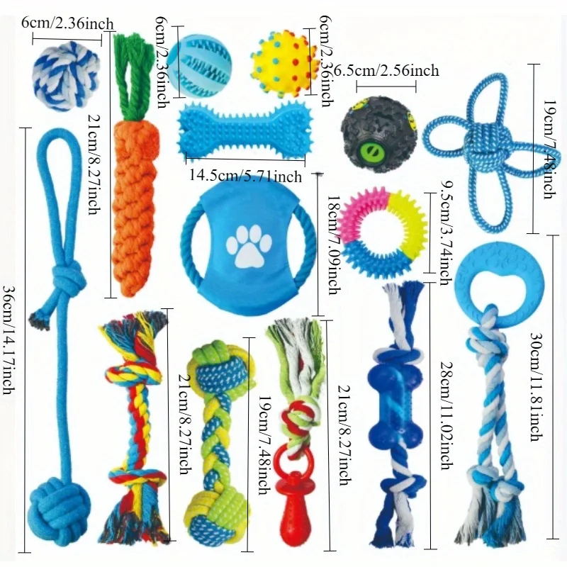 Kit Brinquedos para Cães de Borracha e Corda com 15 Peças - Imagem 5