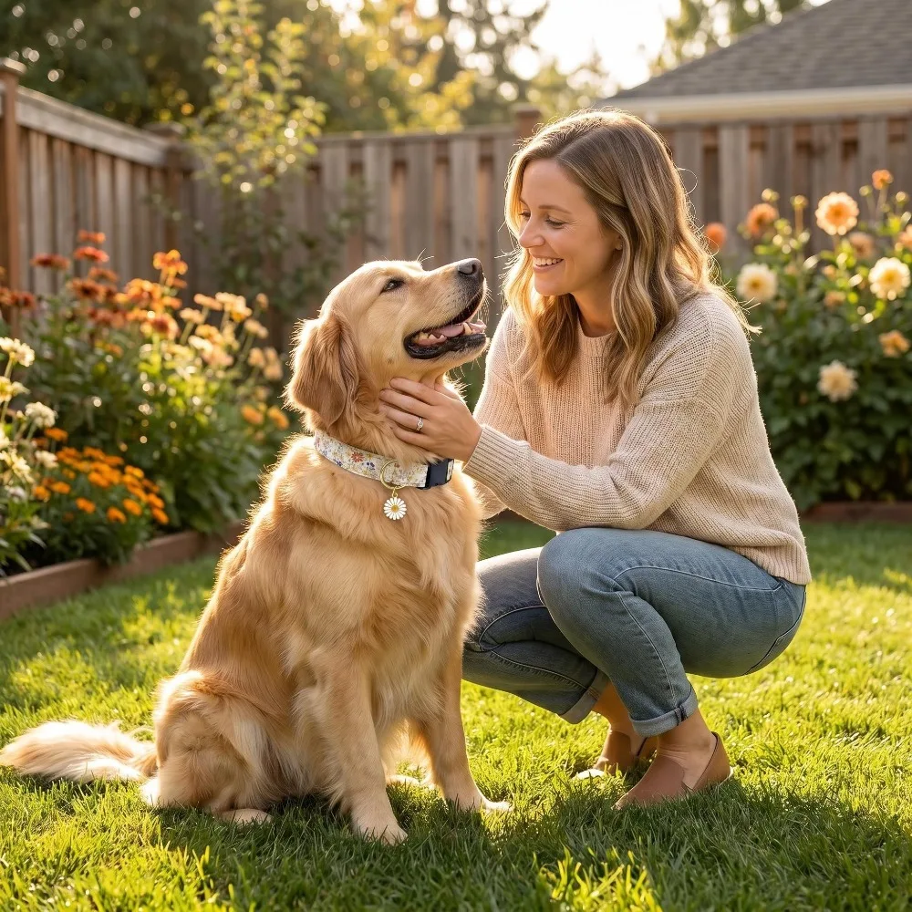 Coleira de Algodão para Cães e Gatos com Flor Ajustável - Image 2