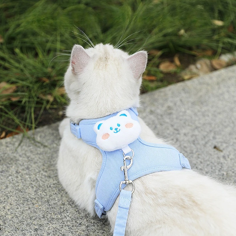 Coleira Peitoral para Gatos e Filhotes de Poliéster Ajustável para Passeio - Imagem 3