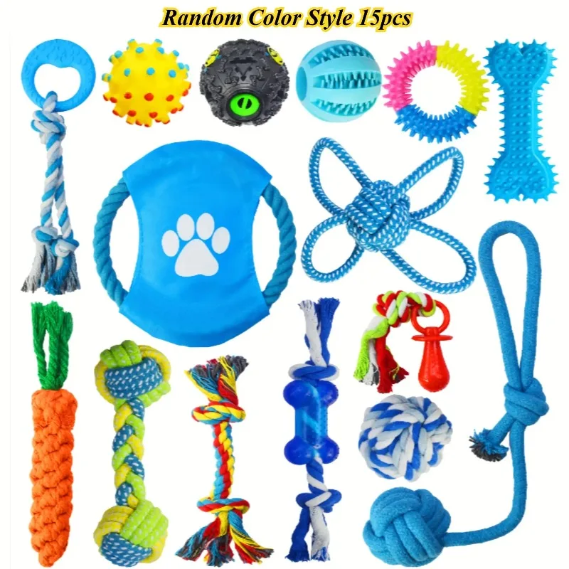 Kit Brinquedos para Cães de Borracha e Corda com 15 Peças - Imagem 3