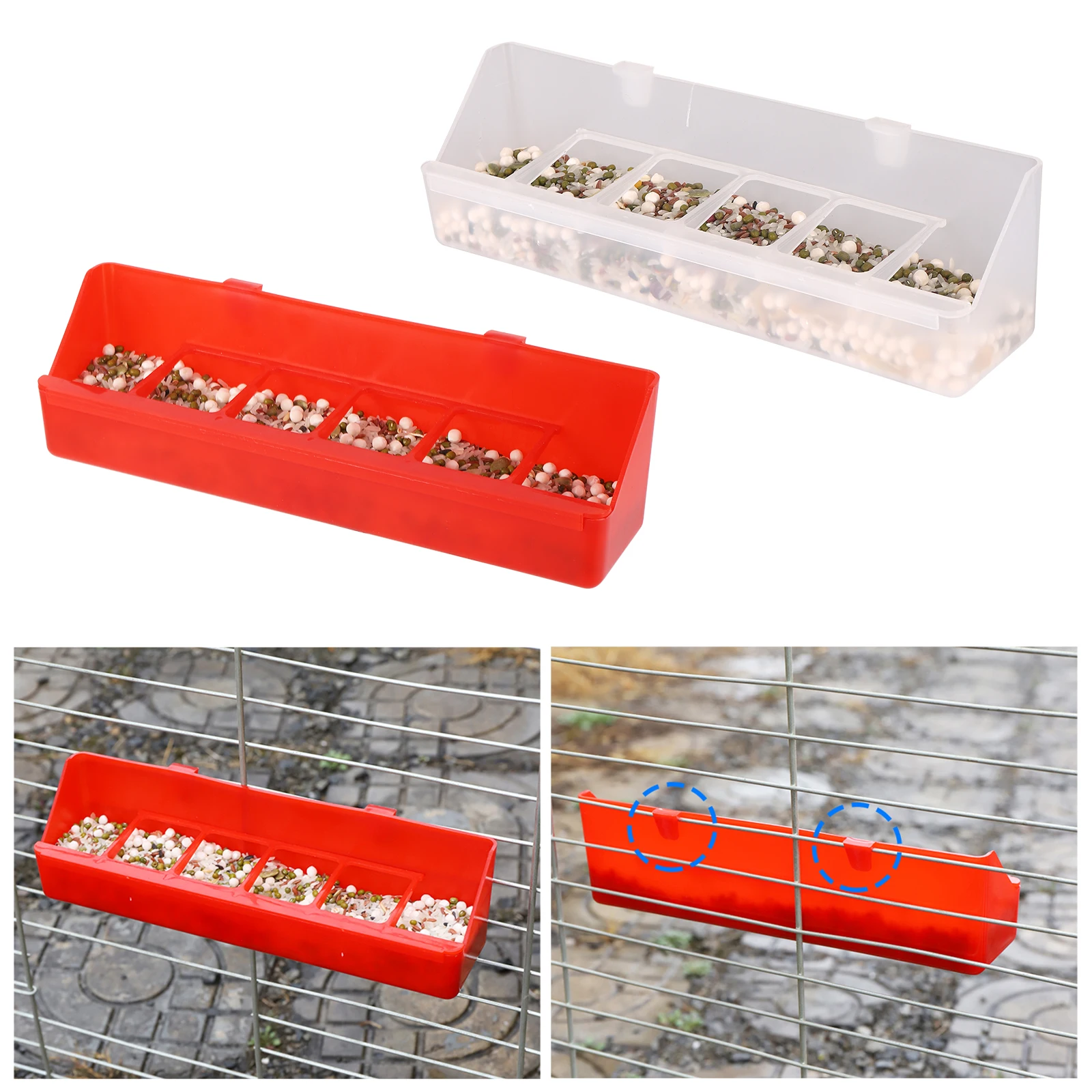 Comedouro para Pássaros Removível com 6 Slots para Gaiola - Image 4
