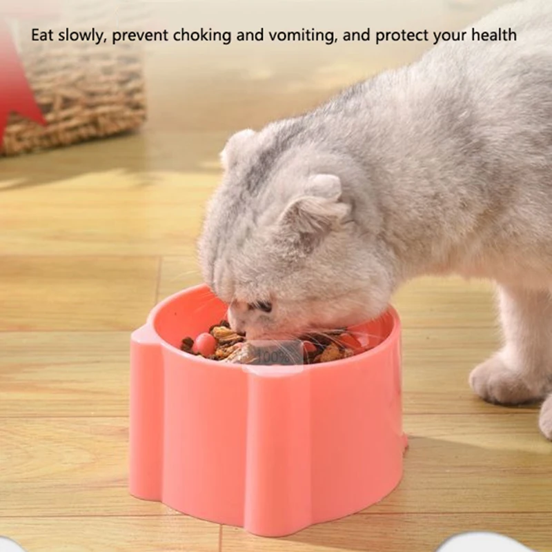 Tigela Elevada para Gatos Antiasfixia Rosa com Alimentação Lenta - Imagem 5