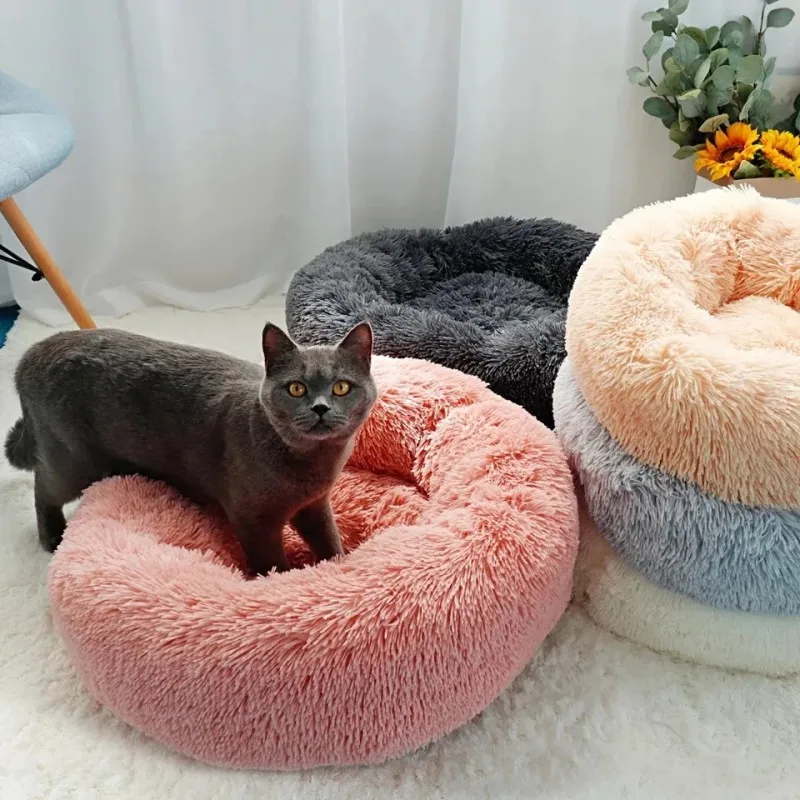 Cama Redonda para Cães e Gatos de Pelúcia Macia para Inverno - Image 3