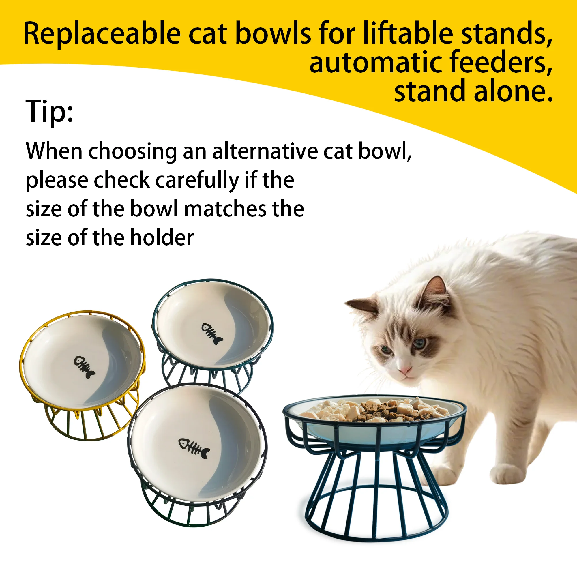 Oitabi Tigelas de Cerâmica para Gatos com Base Antiderrapante - Imagem 3