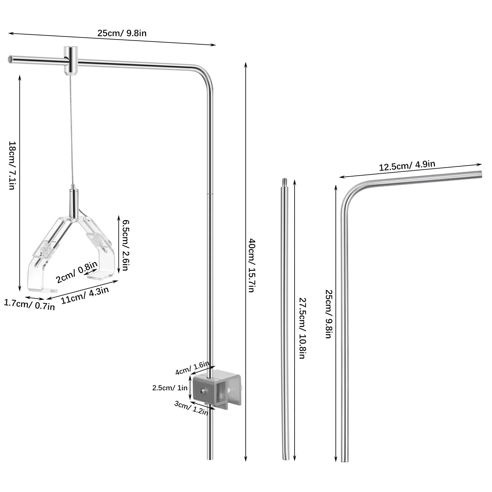 Suporte de Luz para Aquário de Alumínio Ajustável para Vidro de 12 mm - Imagem 2