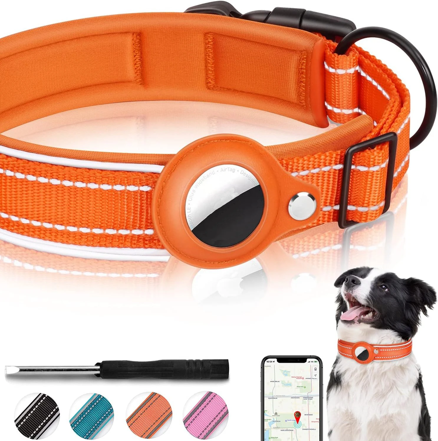Coleira Refletiva para Cães com Suporte AirTag Ajustável - Imagem 6