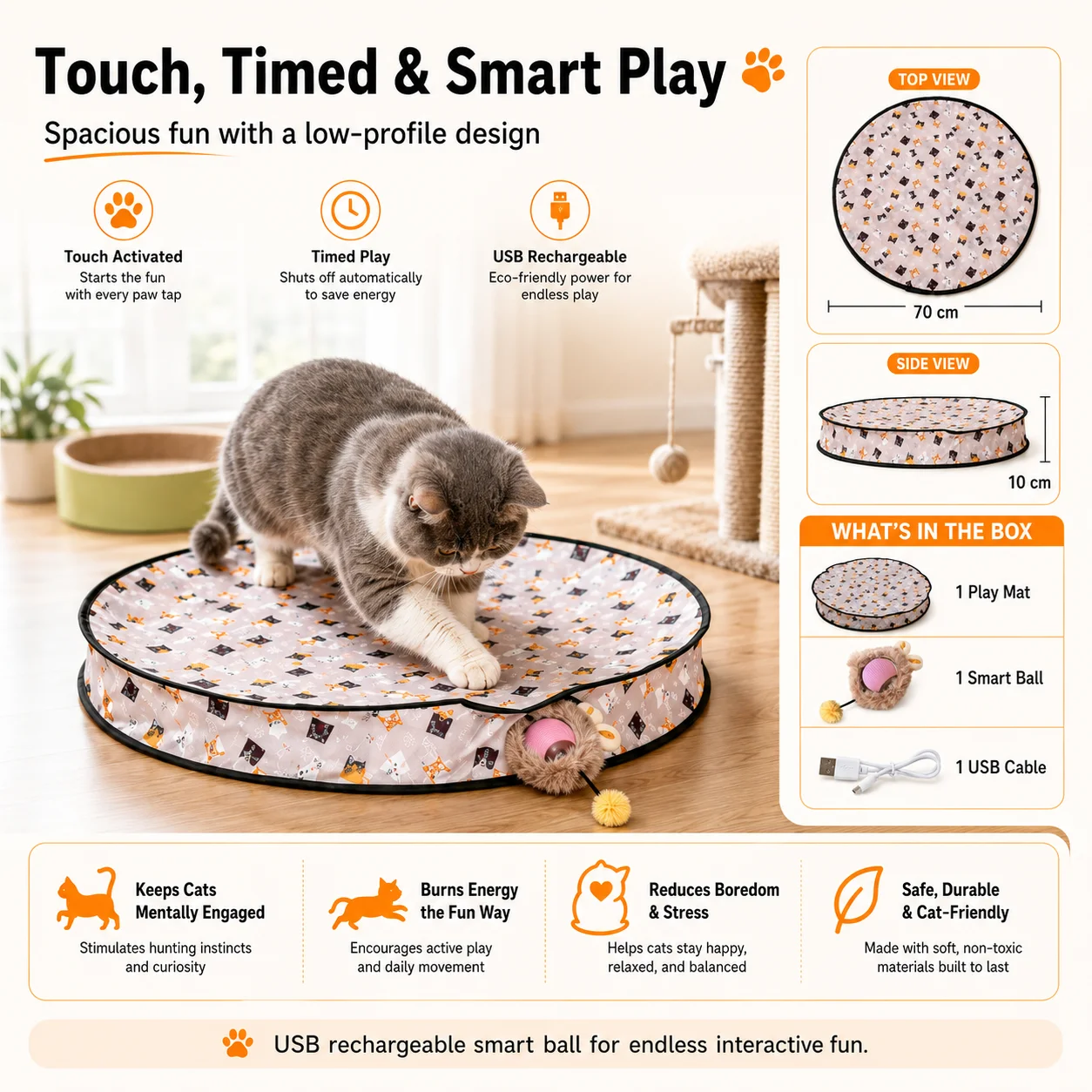 Brinquedo de Caça para Gatos Recarregável USB com Luzes - Image 2