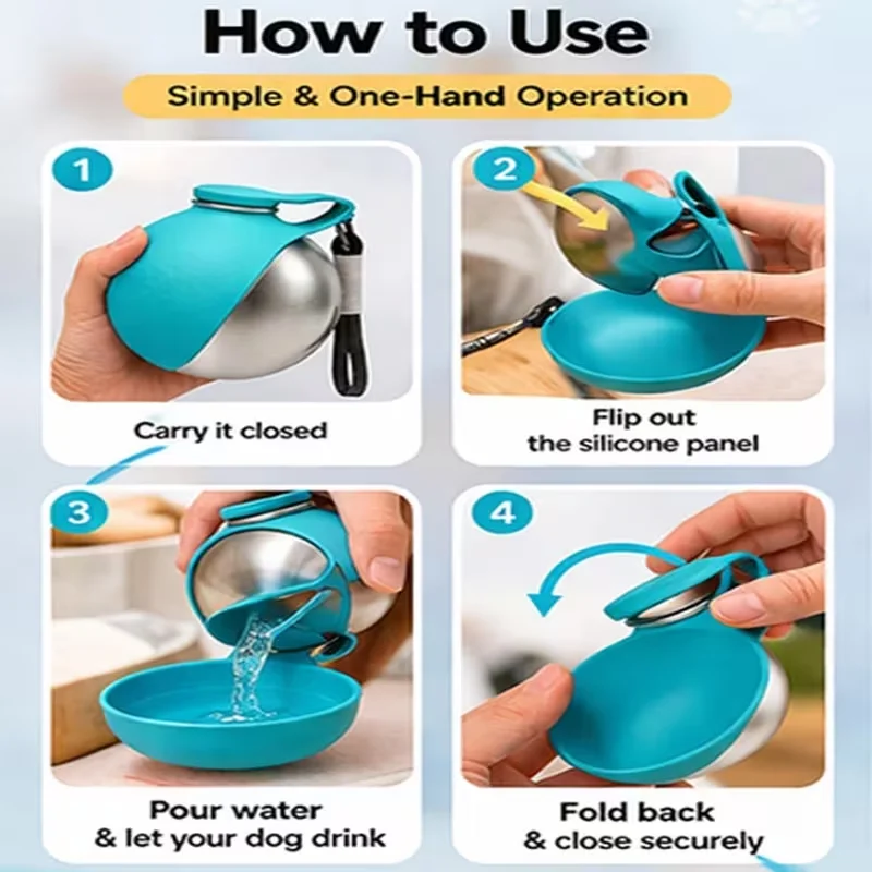 Garrafa de Água Portátil para Cães e Gatos Azul à Prova de Vazamentos - Imagem 2