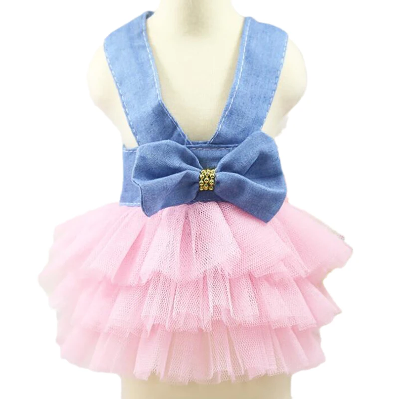 Vestido Jeans para Cães Pequenos Rosa Roupa de Verão - Imagem 3