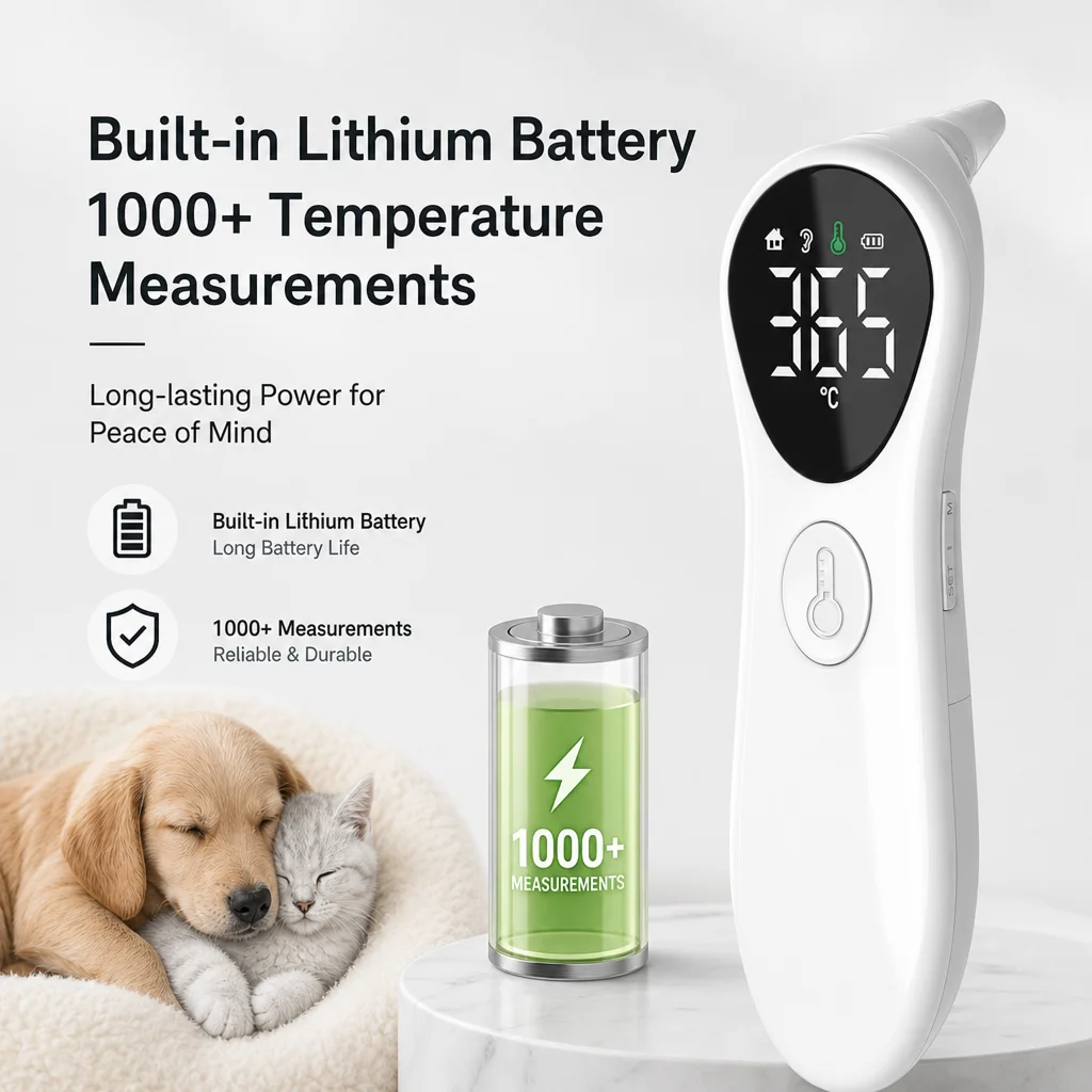 Termômetro Auricular AiQUE para Cães e Gatos Recarregável com Tela Grande - Imagem 2