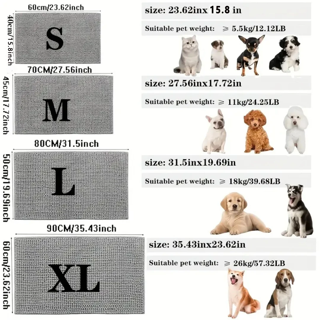 Tapete de Porta para Cães Absorvente Antiderrapante para Patas Sujas - Imagem 2