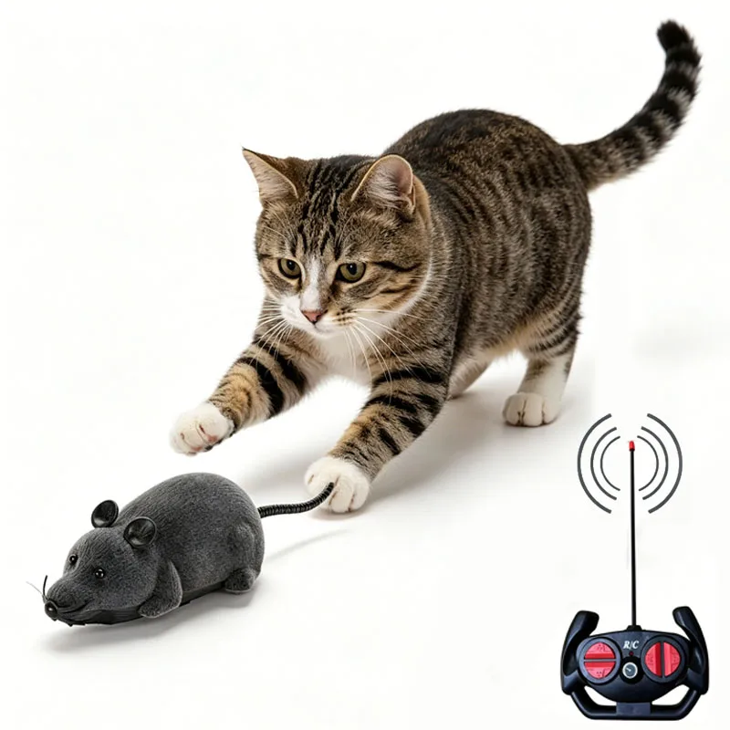 rato robô para gatos com controle remoto