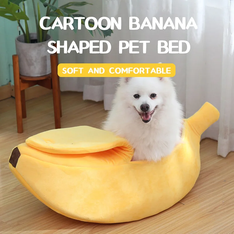 Cama Toca Banana para Gatos e Cães Pequenos de Pelúcia com Esponja 2 cm - Image 3