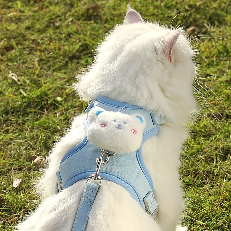 Coleira Peitoral para Gatos e Filhotes de Poliéster Ajustável para Passeio - Imagem 5