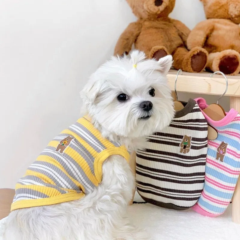Camisa Canelada para Cães Pequenos de Algodão Listrada - Image 5