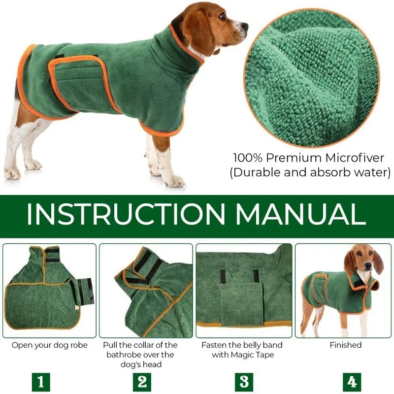 Toalha Roupão para Cães e Gatos de Microfibra Ajustável - Imagem 4