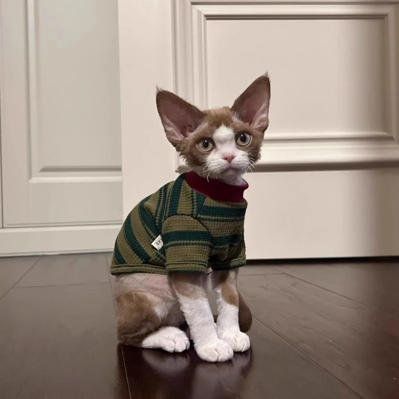 Colete para Cães e Gatos de Algodão Respirável com Listras Verdes - Imagem 3