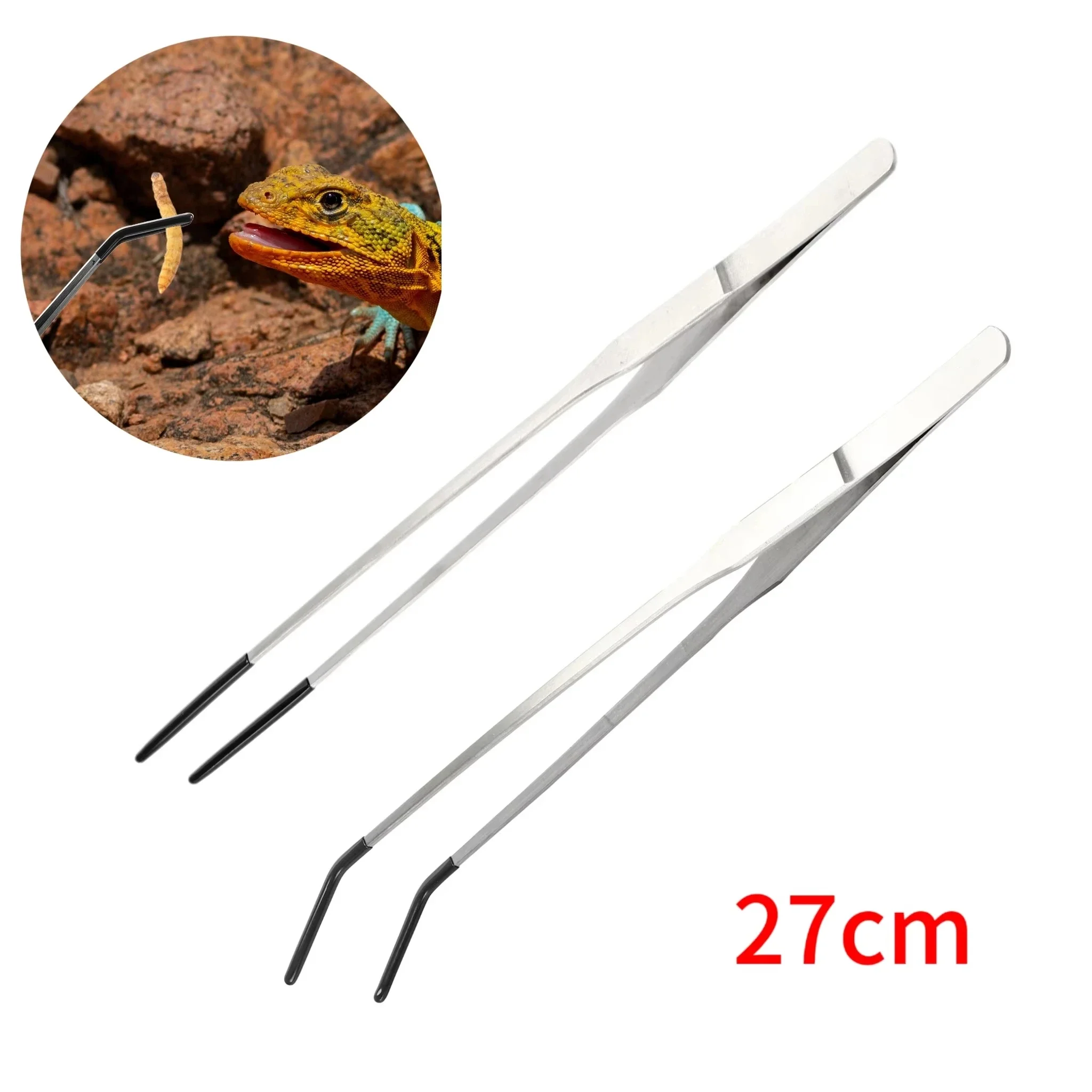 Pinça Longa de Aço Inoxidável para Répteis e Aquário 27 cm - Imagem 2