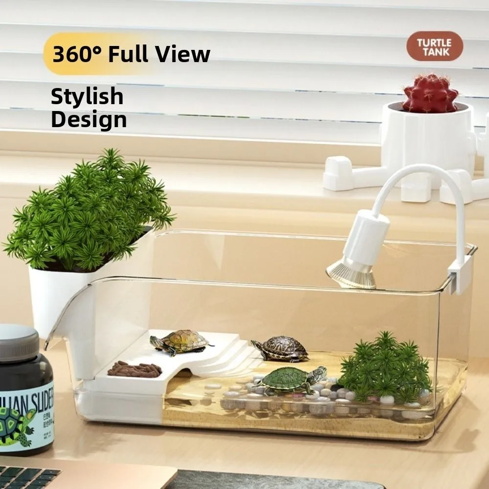 Aquário para Tartarugas Transparente com Plataforma e Vaso de Flores - Imagem 2