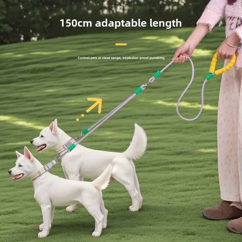 Coleira Dupla para Cães 1.5m com Acoplador de 2 Vias - Imagem 4