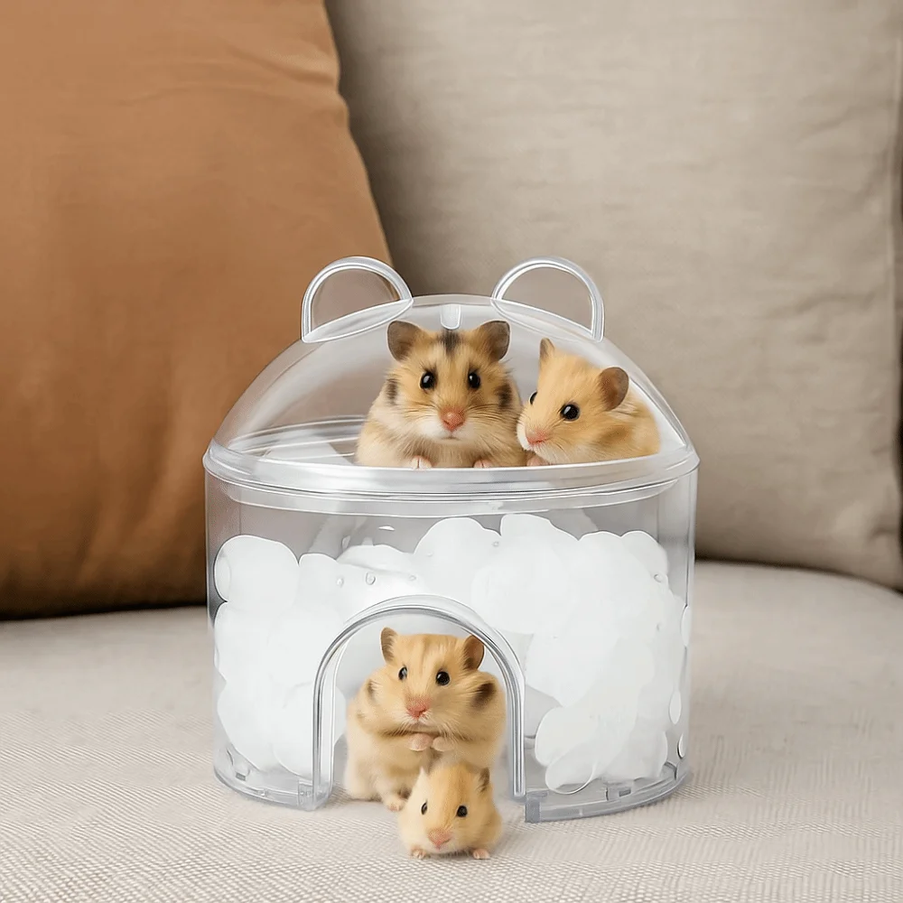 Casa para Hamster de PET Transparente com Compartimento para Gelo - Imagem 4