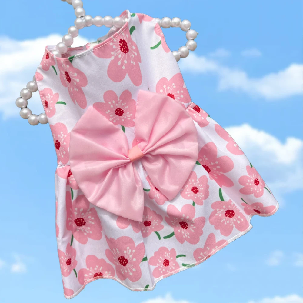 Vestido Floral para Cães Pequenos de Poliéster para Primavera e Verão - Imagem 5